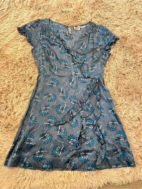 Juicy Couture Blue Floral Silk Mini Dress with Ruffle Trim 10